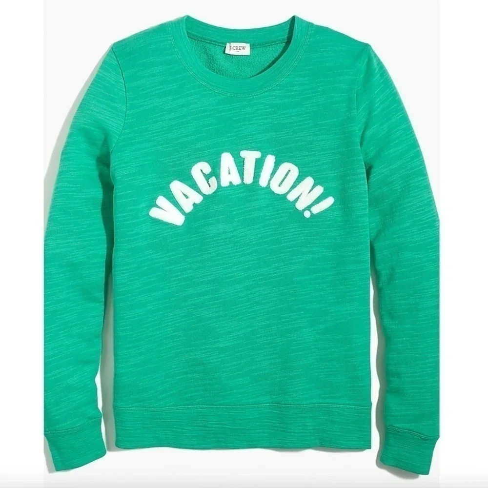 J. Crew Green “Vacation” Graphic Sweater
